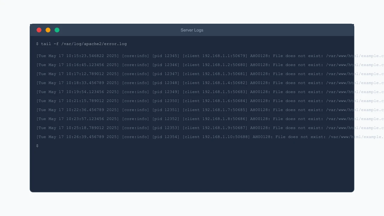 Server Logs Showing 404 Errors