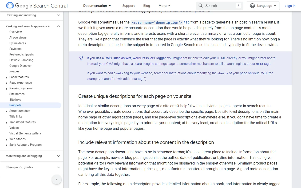 Meta Tags Example in Search Results