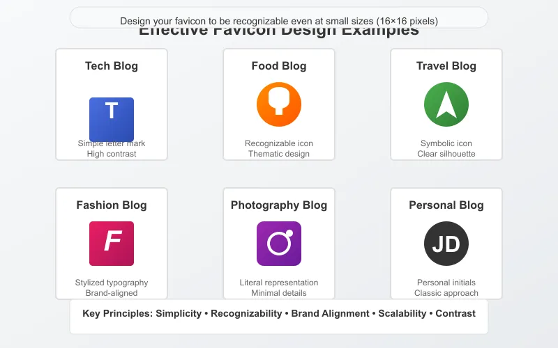 Examples of effective favicon designs for different types of blogs