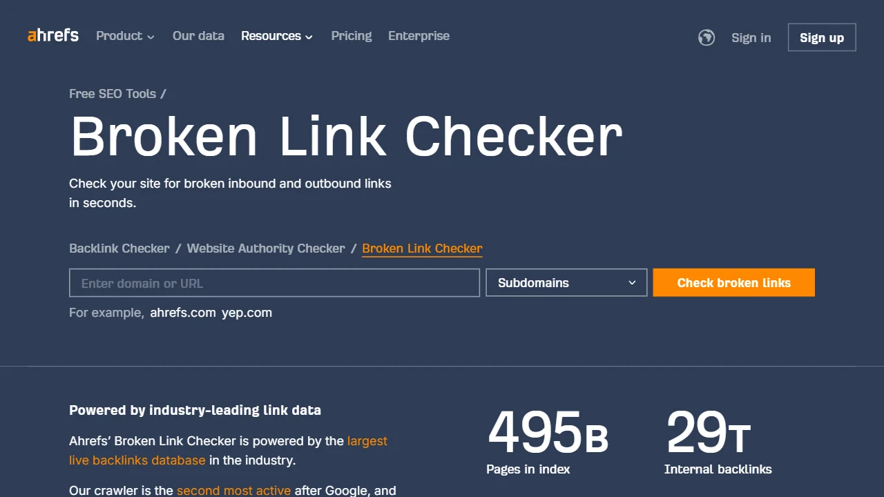Ahrefs Broken Link Checker