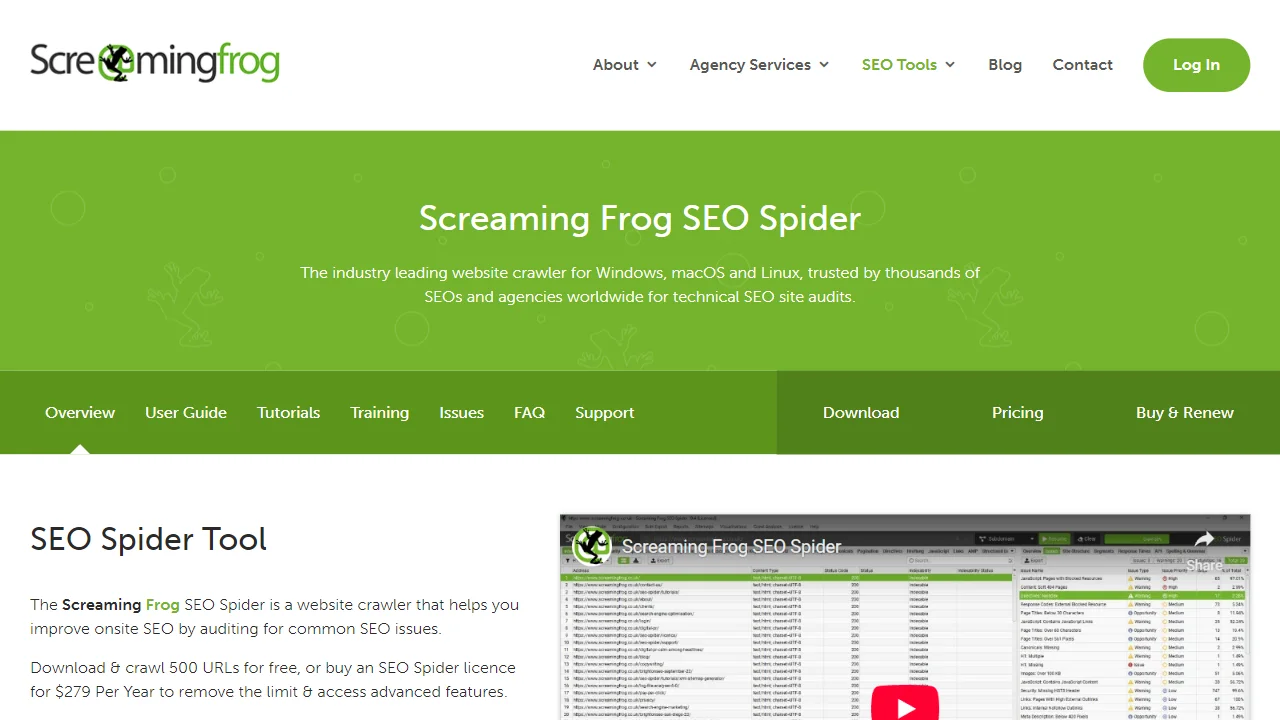 Screaming Frog SEO Spider Interface