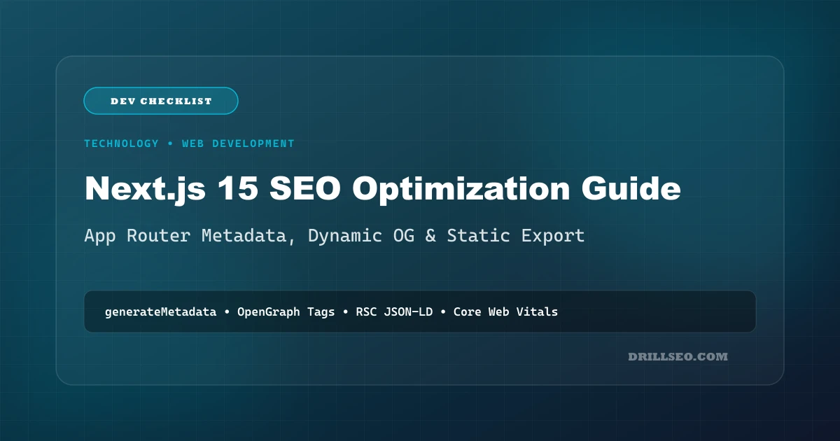 Next.js 15 App Router SEO Checklist: Metadata, Static Export & OpenGraph Best Practices