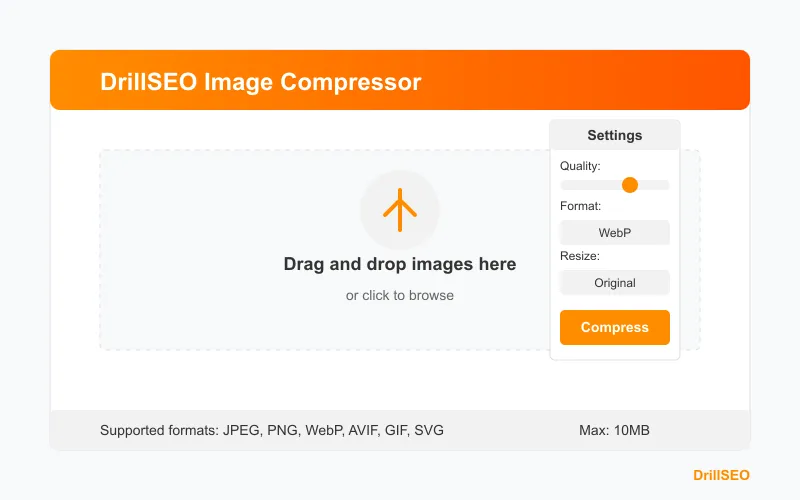 DrillSEO Image Compressor Interface