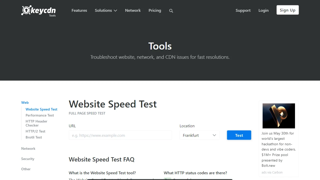 KeyCDN Website Speed Test