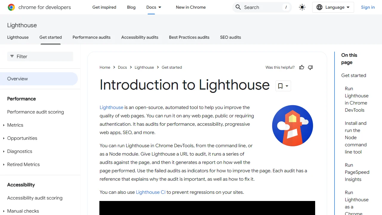 Lighthouse in Chrome DevTools