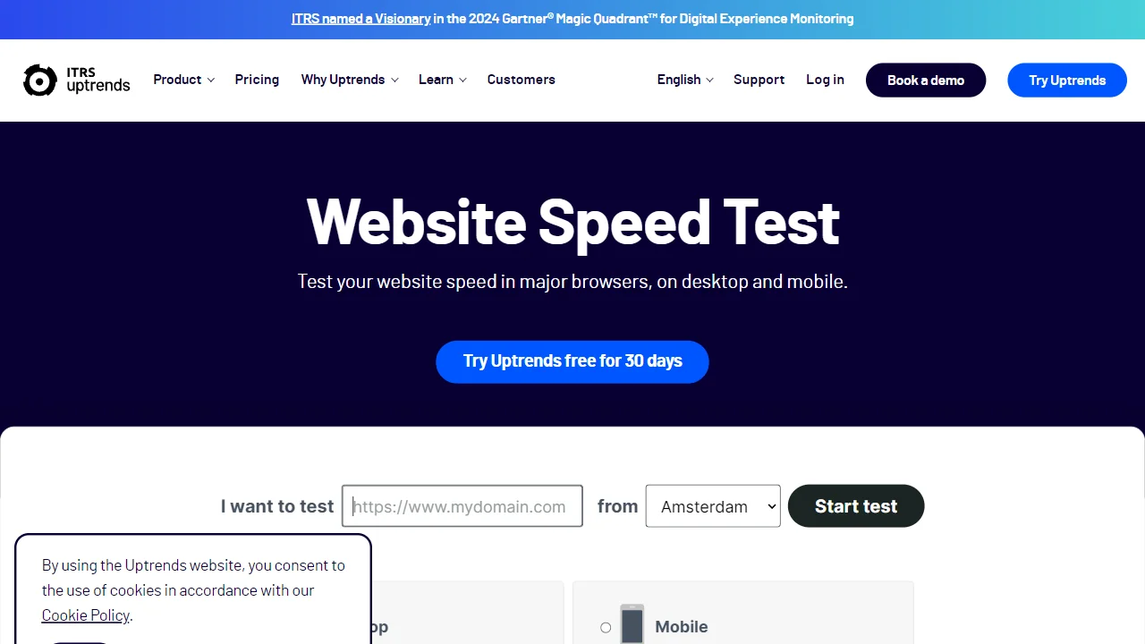 Uptrends Website Speed Test