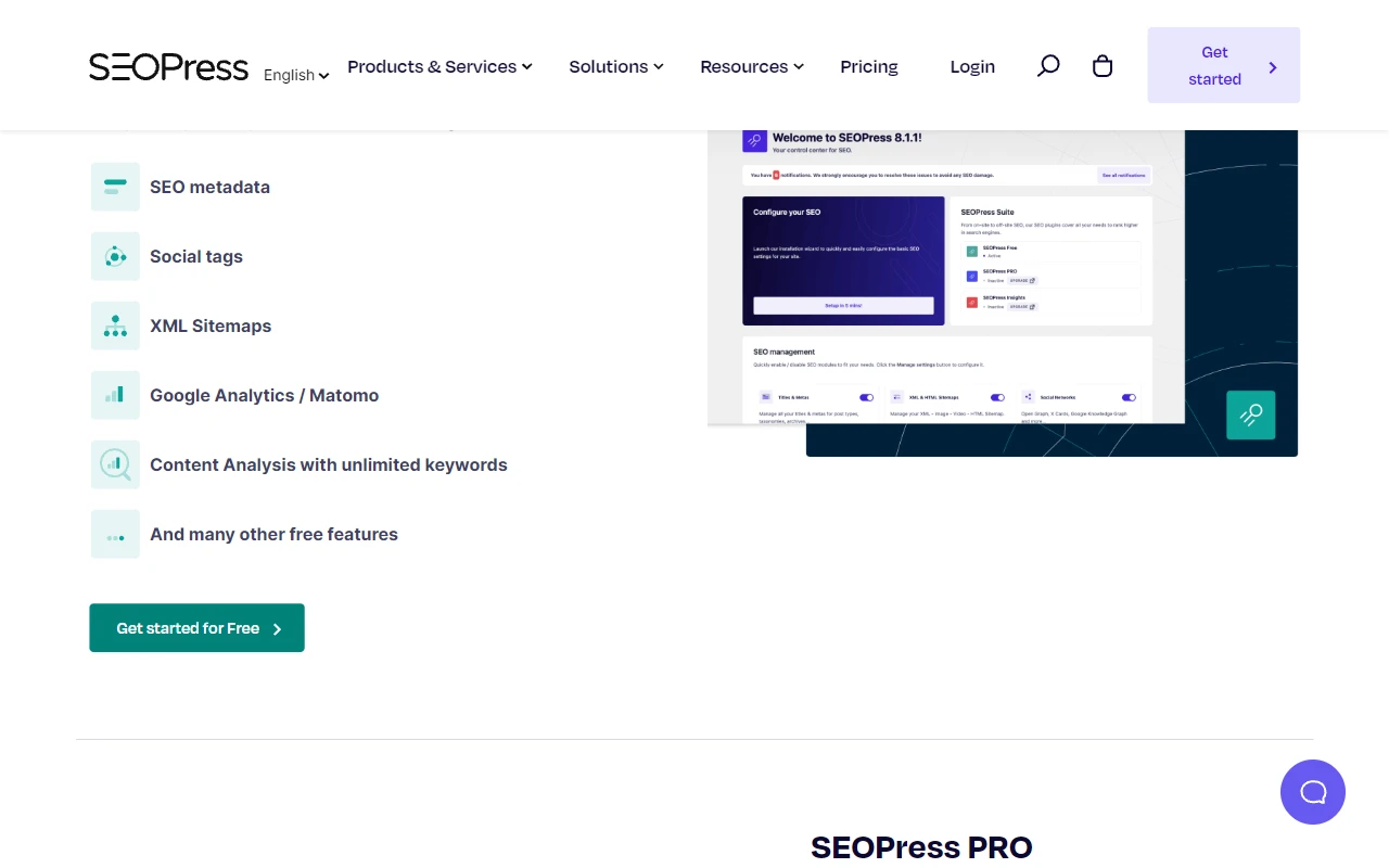 SEOPress Plugin Dashboard