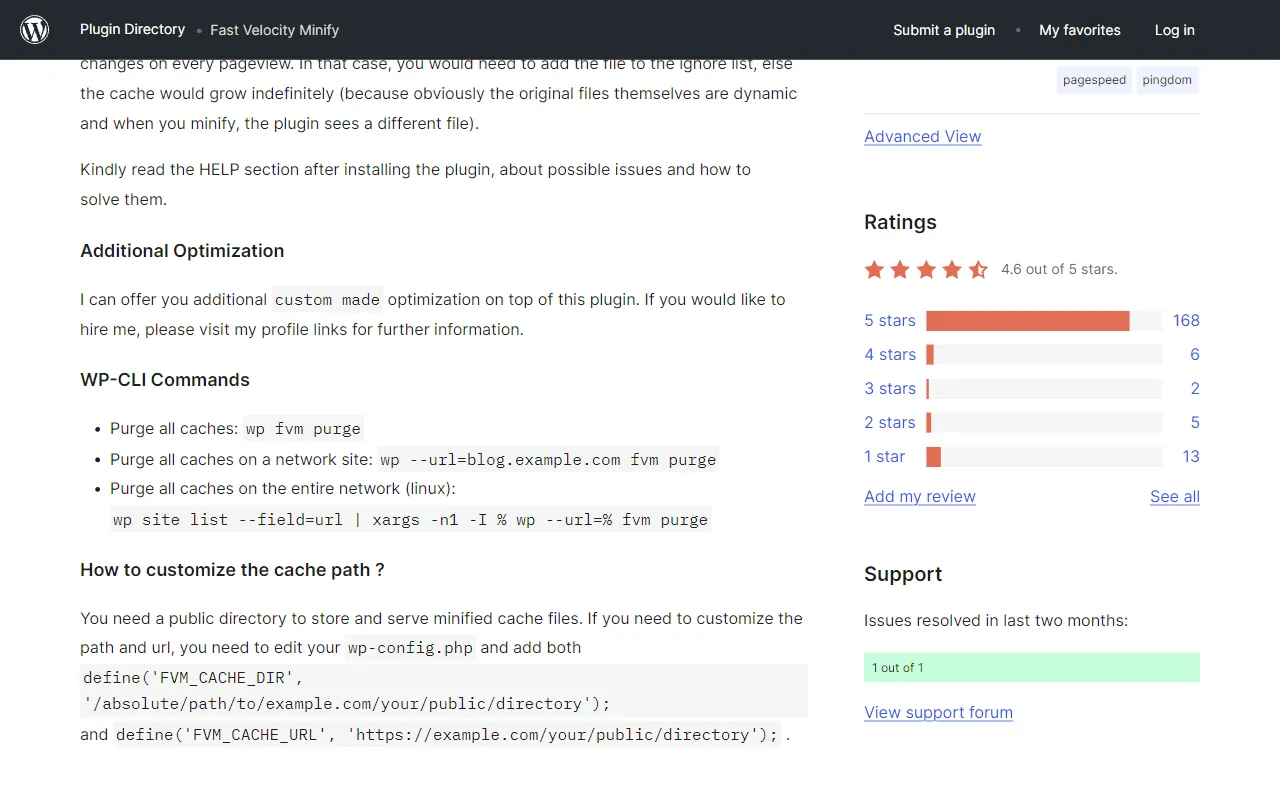 Fast Velocity Minify Settings