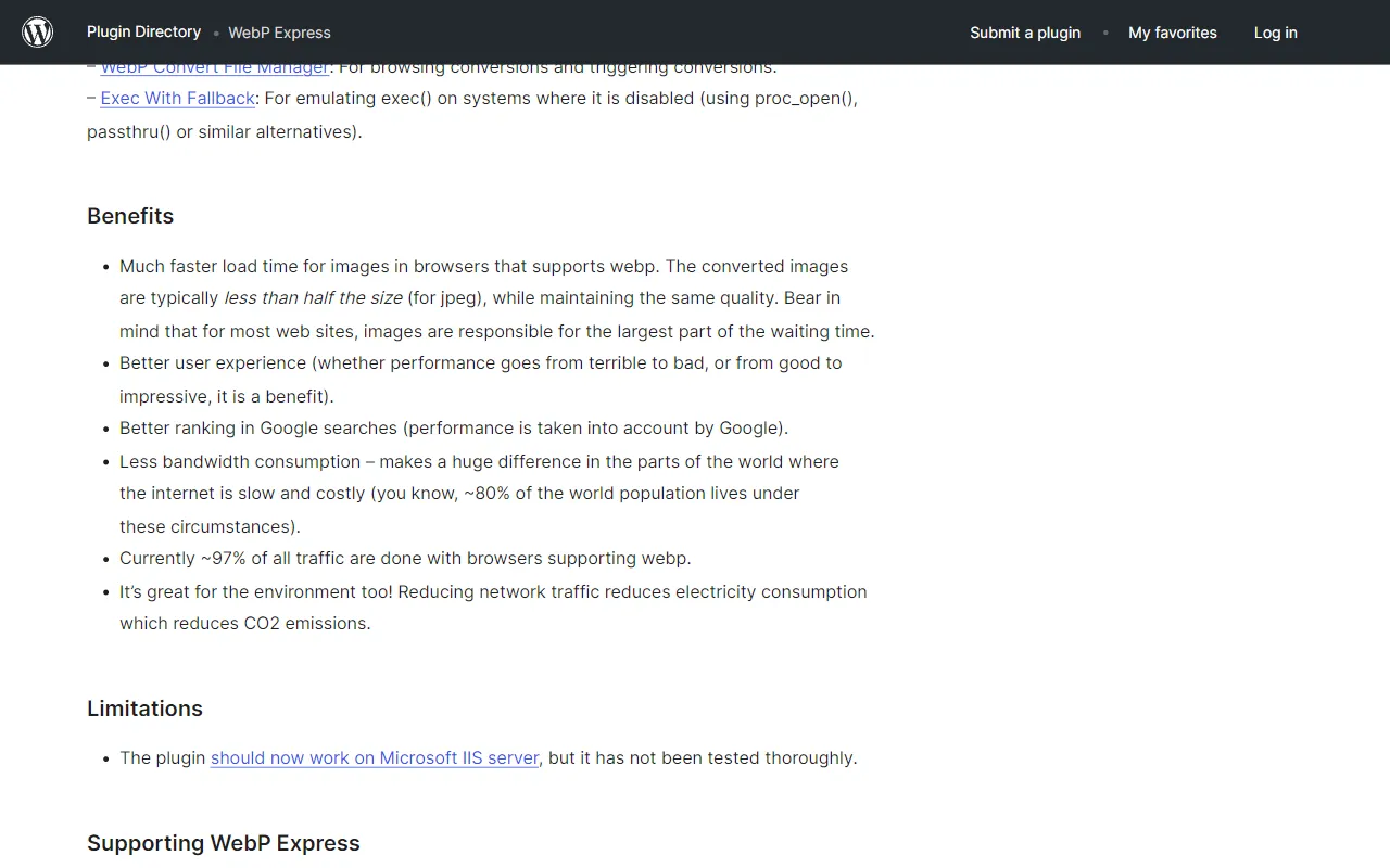 WebP Express Settings
