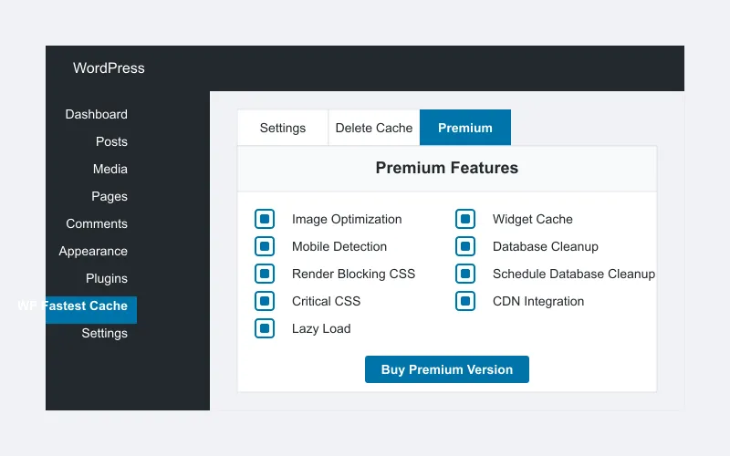 WP Fastest Cache Premium Features