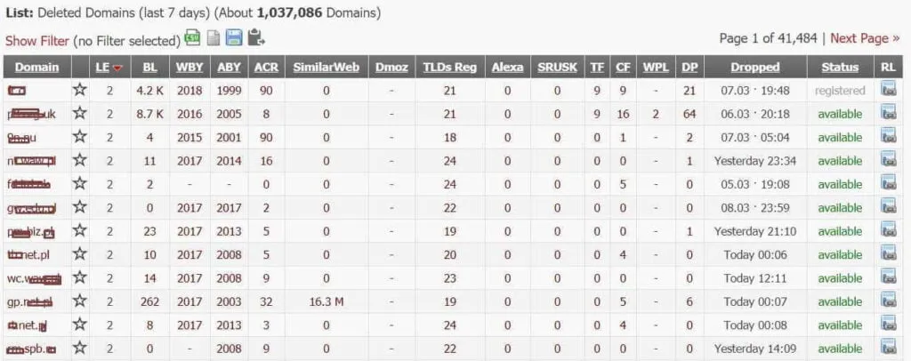 Expired Domains net Dashboard