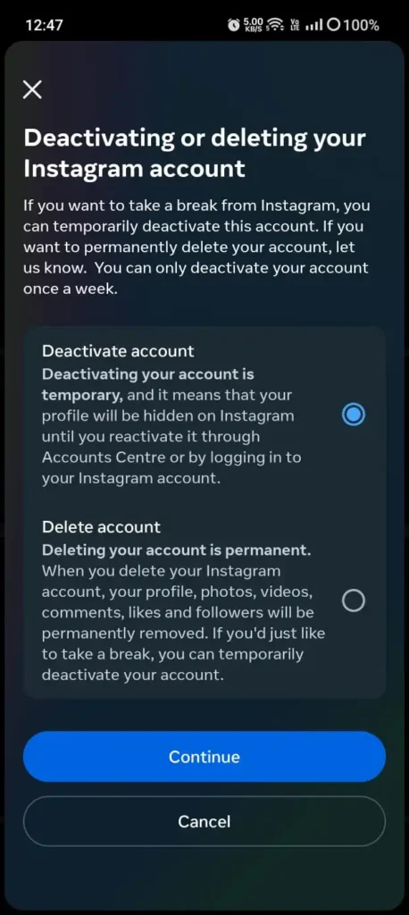 Account Deletion Instagram 4